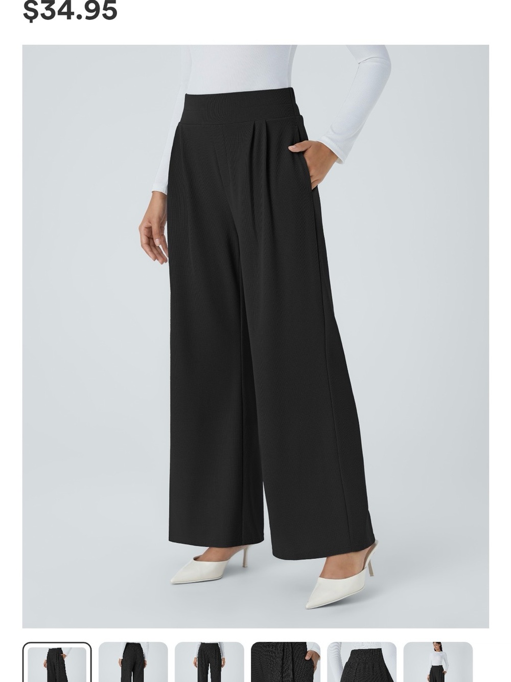 HALARA Black Wide-Leg Pull-On Pants
